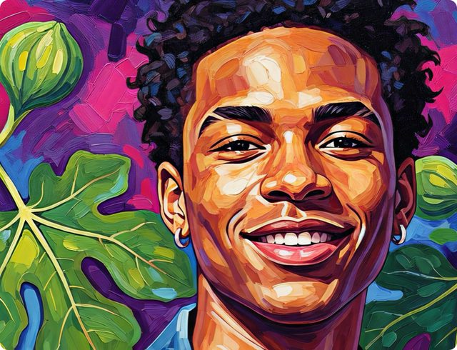 Illustrated portrait of Jordan, The Encouraging Friend